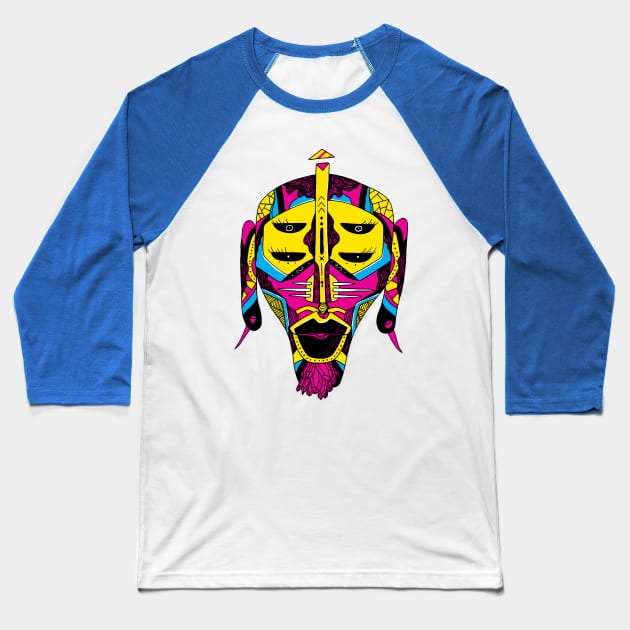 CMYK African Mask No 11 Baseball T-Shirt by kenallouis